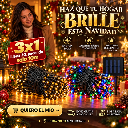 ☀️ Luces Navideñas Solares 30 m: tu casa brilla y la cuenta de la luz no sube 🎄