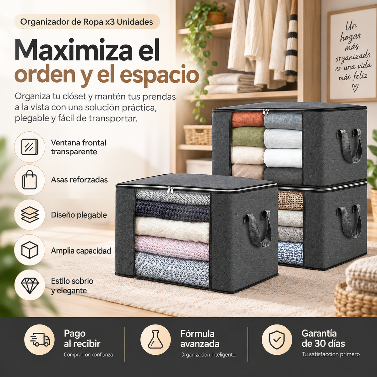 Organizador de Ropa - COMBO 3 UNIDADES