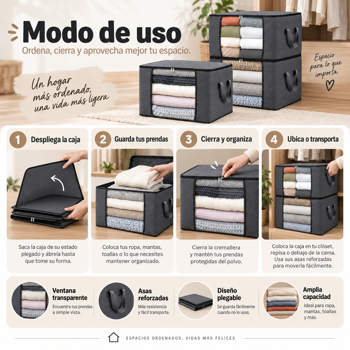 Organizador de Ropa - COMBO 3 UNIDADES