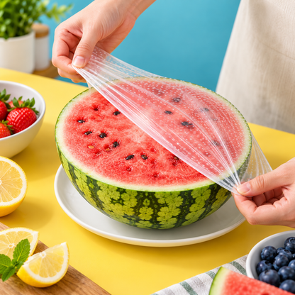 250 Cubiertas Elásticas para Alimentos™ - Cubre, guarda y protege en segundos