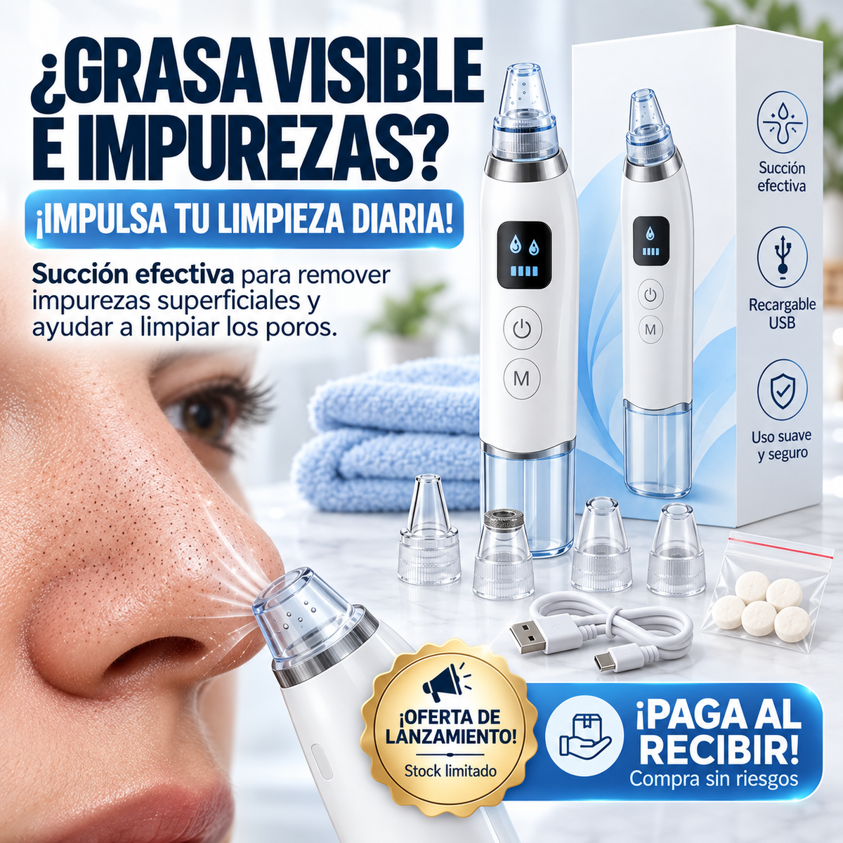 Limpiador Facial - Tu limpieza facial profunda, sin salir de casa.