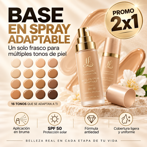 Base de Maquillaje en Spray Antiedad con SPF 50 – Se Adapta a tu Tono de Piel