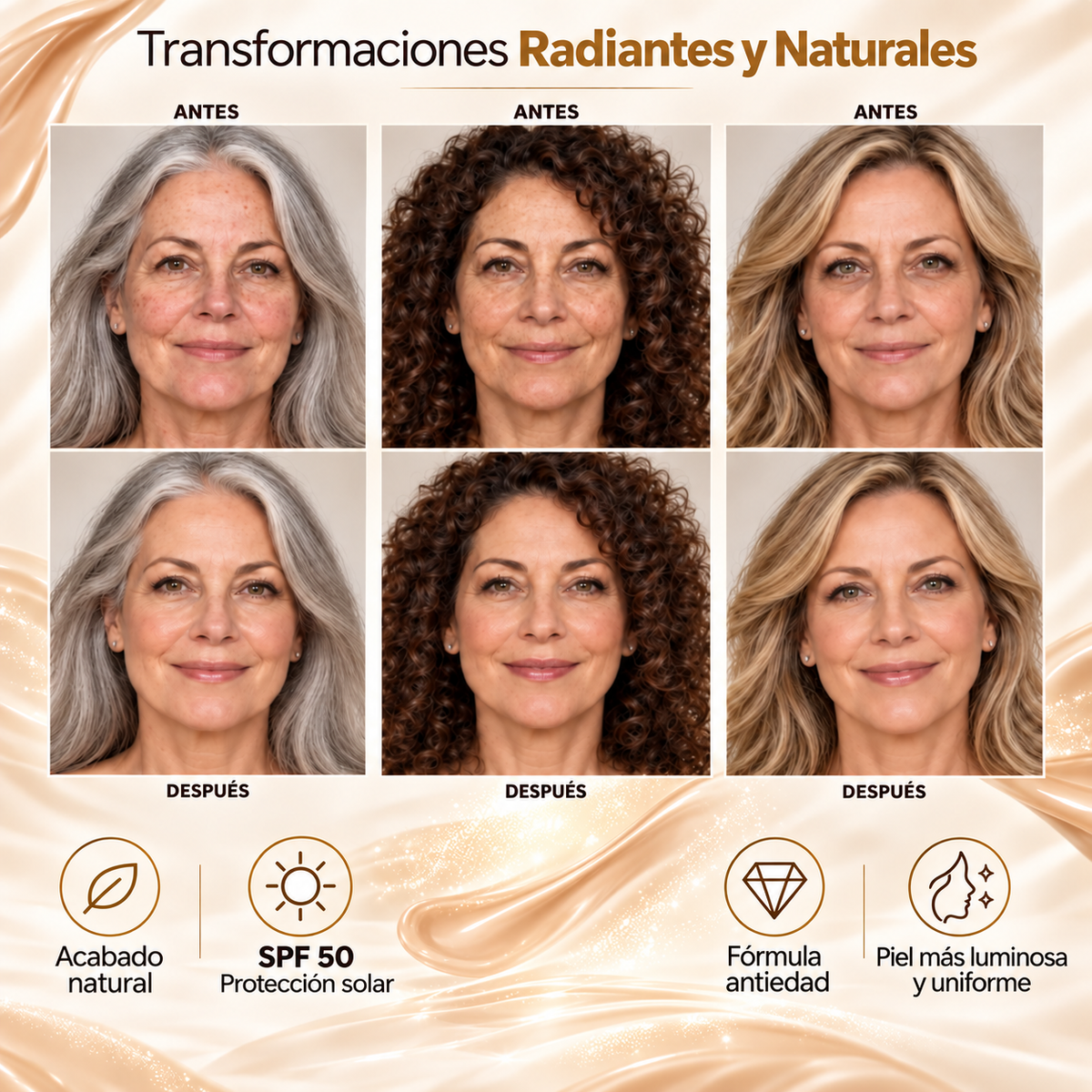 Base de Maquillaje en Spray Antiedad con SPF 50 – Se Adapta a tu Tono de Piel