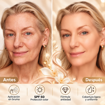 Base de Maquillaje en Spray Antiedad con SPF 50 – Se Adapta a tu Tono de Piel