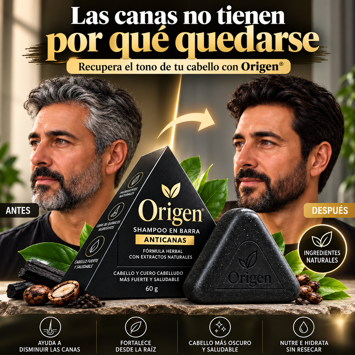 Origen® Shampoo - Adiós al tinte: tus canas se esfuman lavado a lavado ⭐