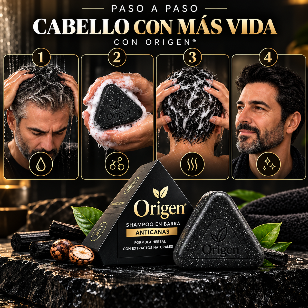 Origen® Shampoo - Adiós al tinte: tus canas se esfuman lavado a lavado ⭐